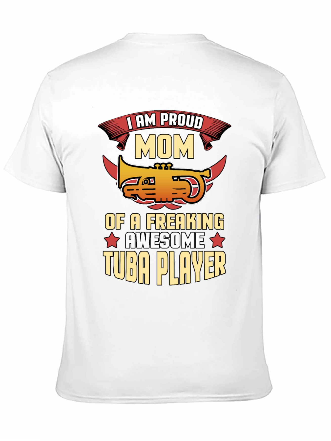 Proud Mom Tuba Player Graphic Tee - Black