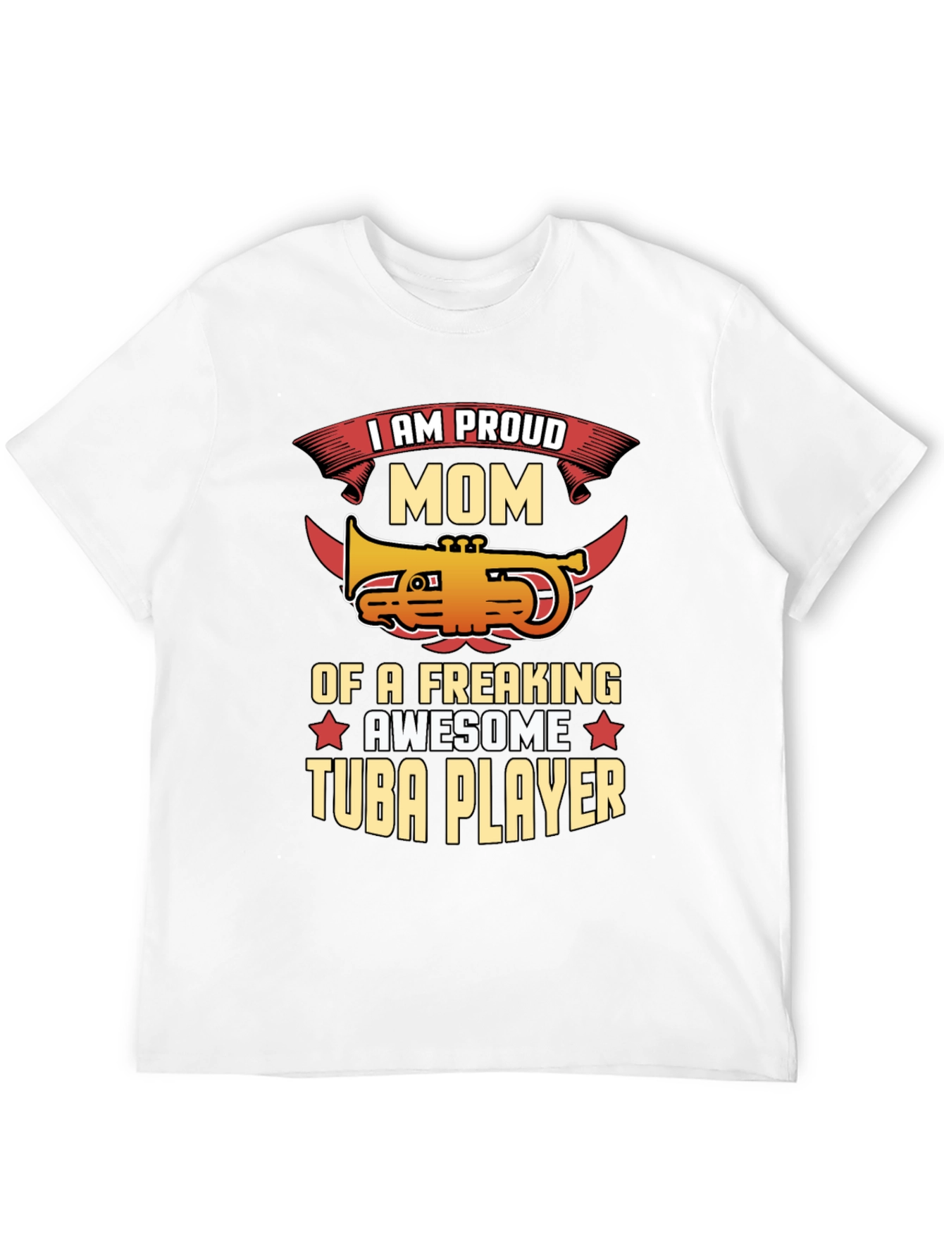 Proud Mom Tuba Player Graphic Tee - Black