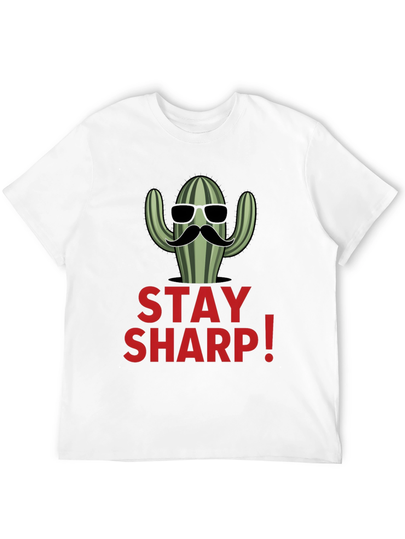 Stay Sharp Cactus Graphic Black T-Shirt