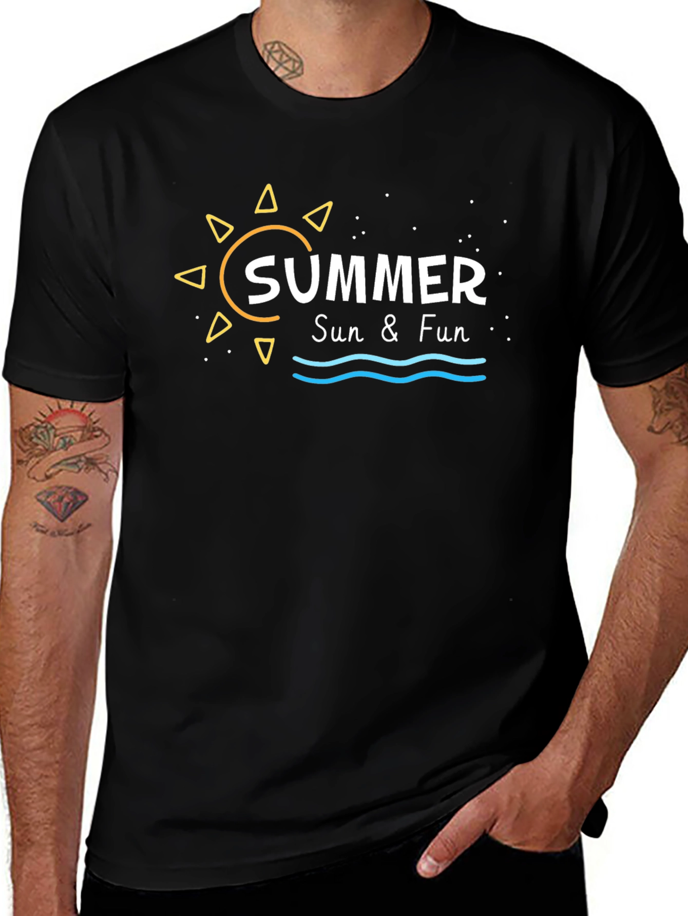 Summer Sun & Fun Black Graphic Tee