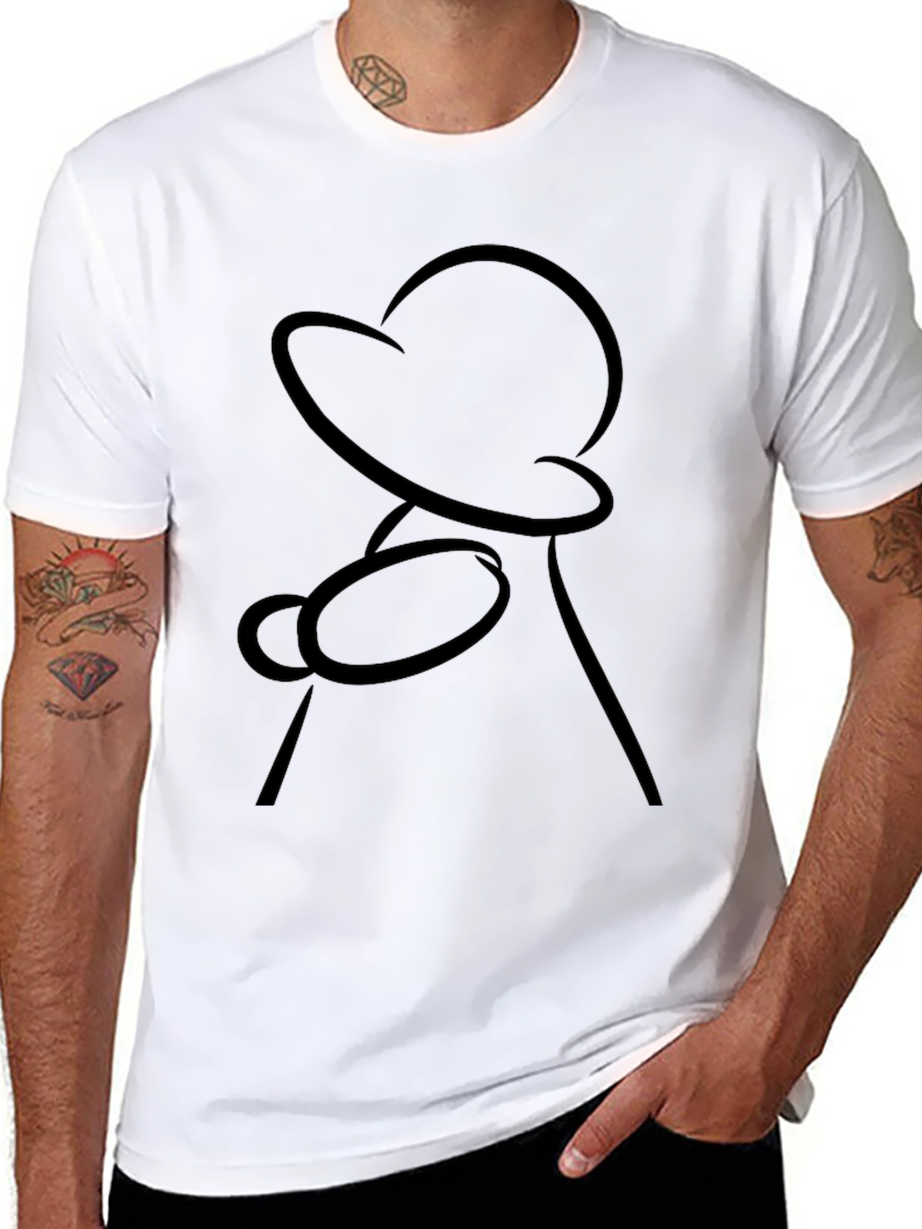 Minimalist Black T-Shirt - Abstract Silhouette Design