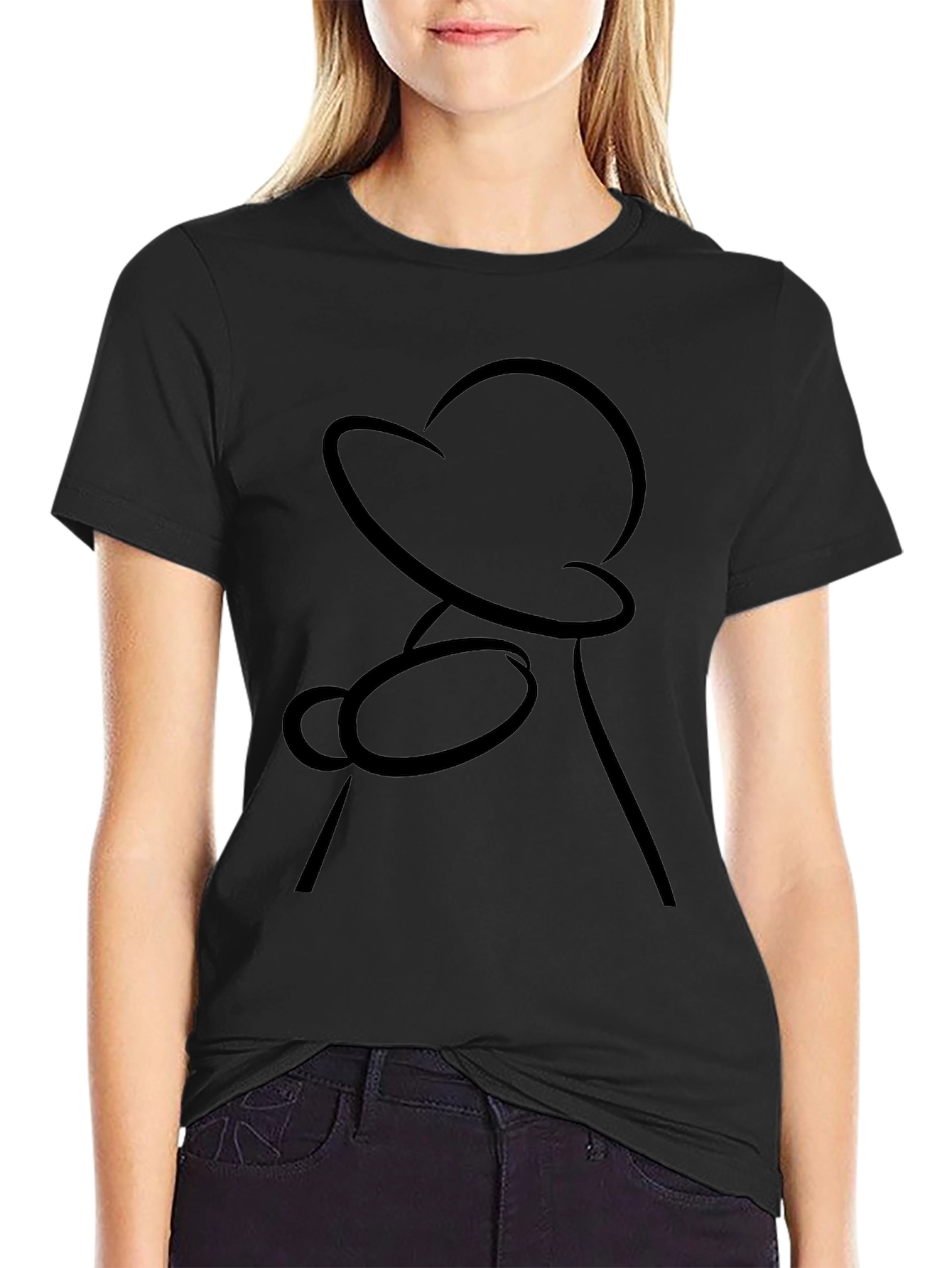 Minimalist Black T-Shirt - Abstract Silhouette Design