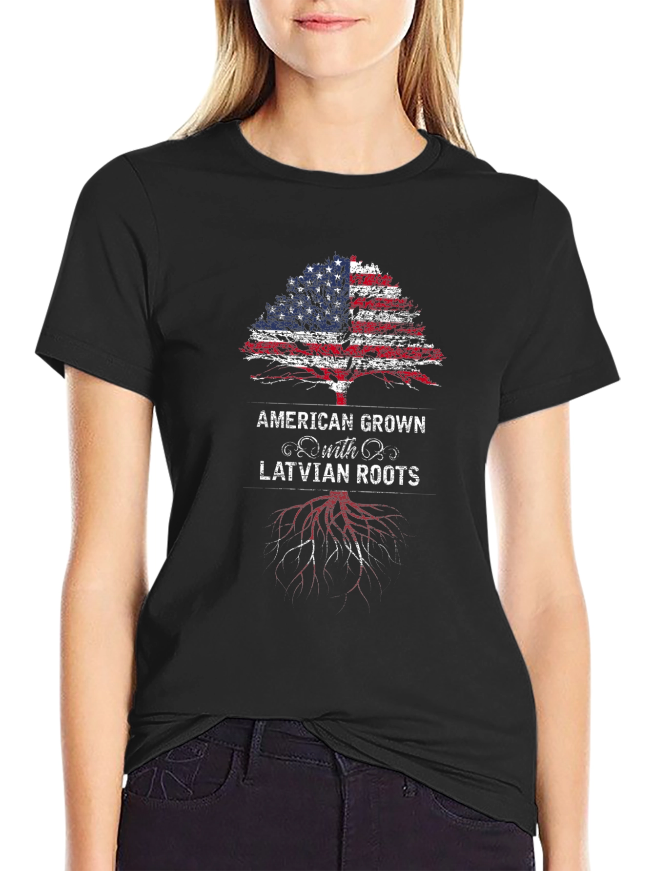 American Grown with Latvian Roots Graphic Tee