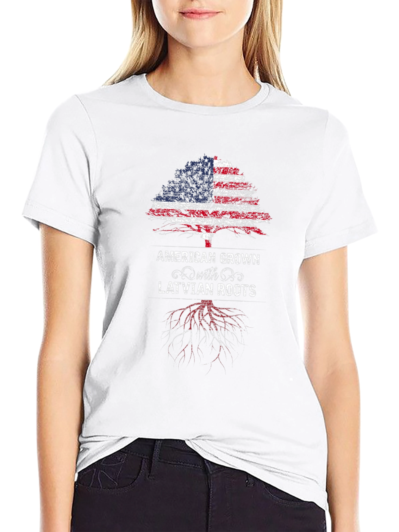 American Grown with Latvian Roots Graphic Tee