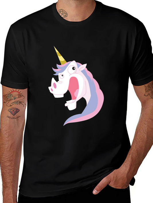 Funny Unicorn Graphic Tee - Black Cotton T-Shirt