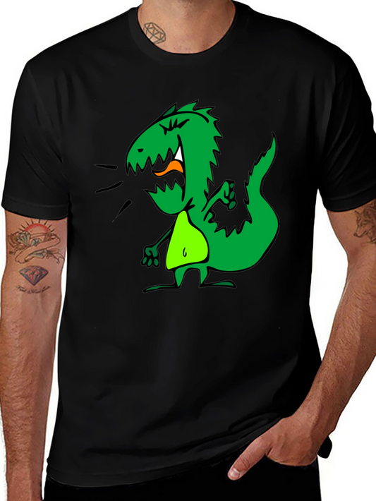 Dino Graphic Tee - Black Cotton Casual T-Shirt