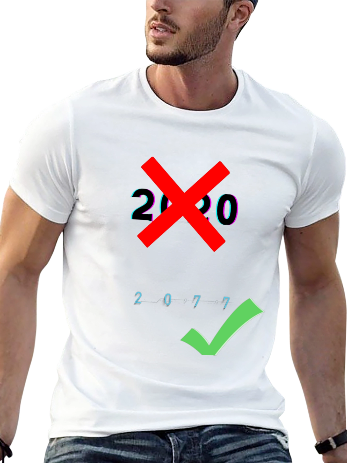 2077 Checkmark Tee - Cyberpunk Style