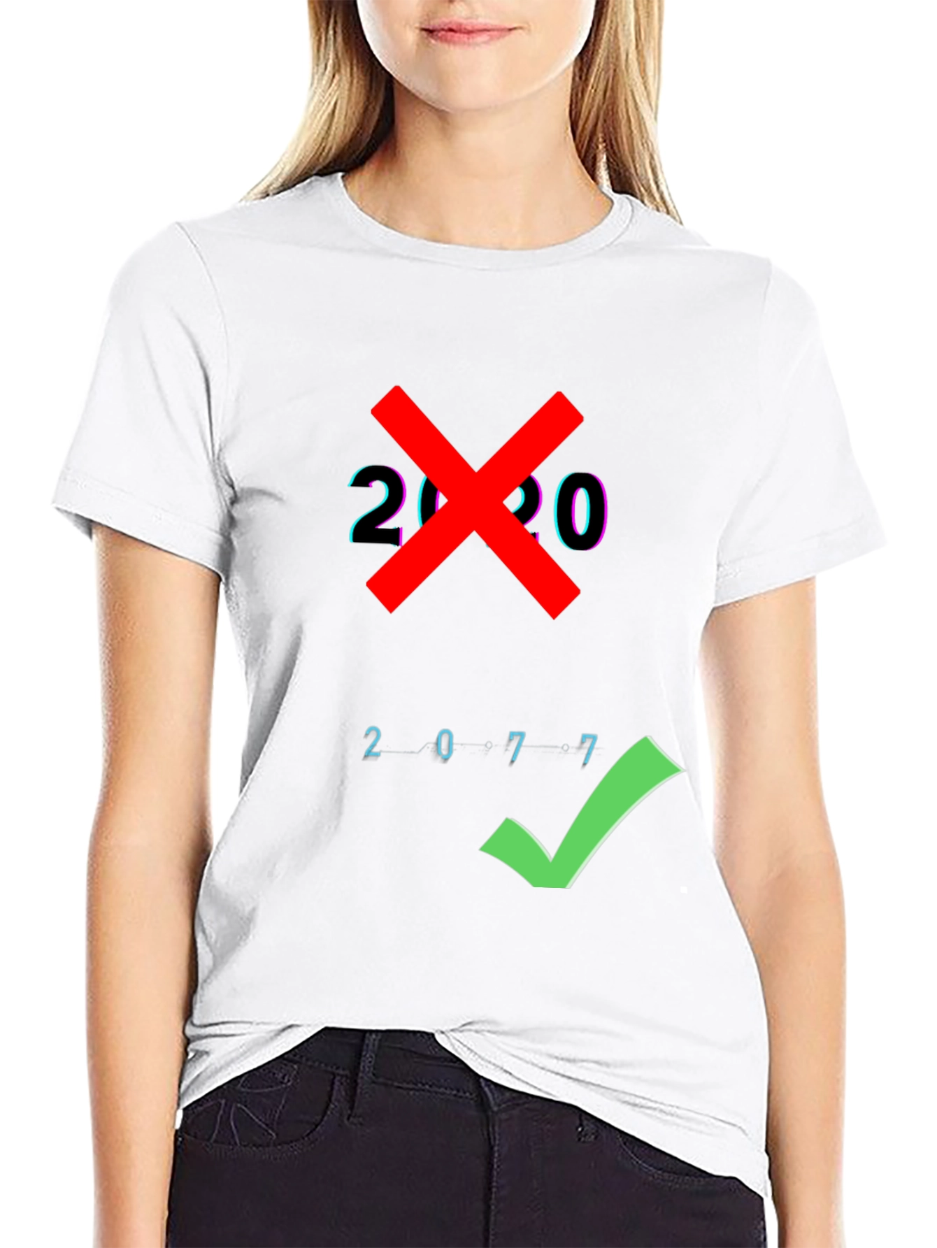 2077 Checkmark Tee - Cyberpunk Style