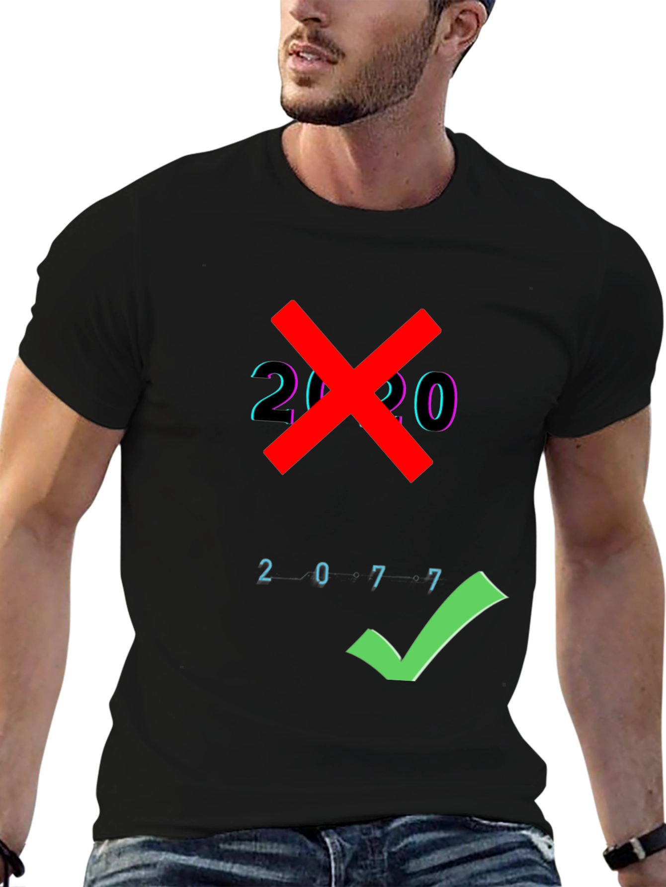 2077 Checkmark Tee - Cyberpunk Style