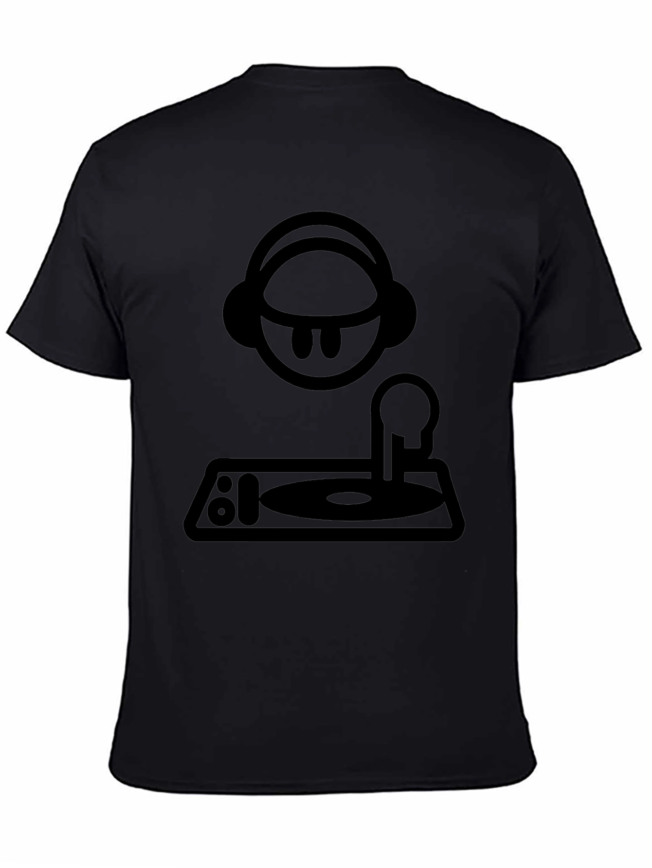 DJ Cartoon Graphic T-Shirt - Black