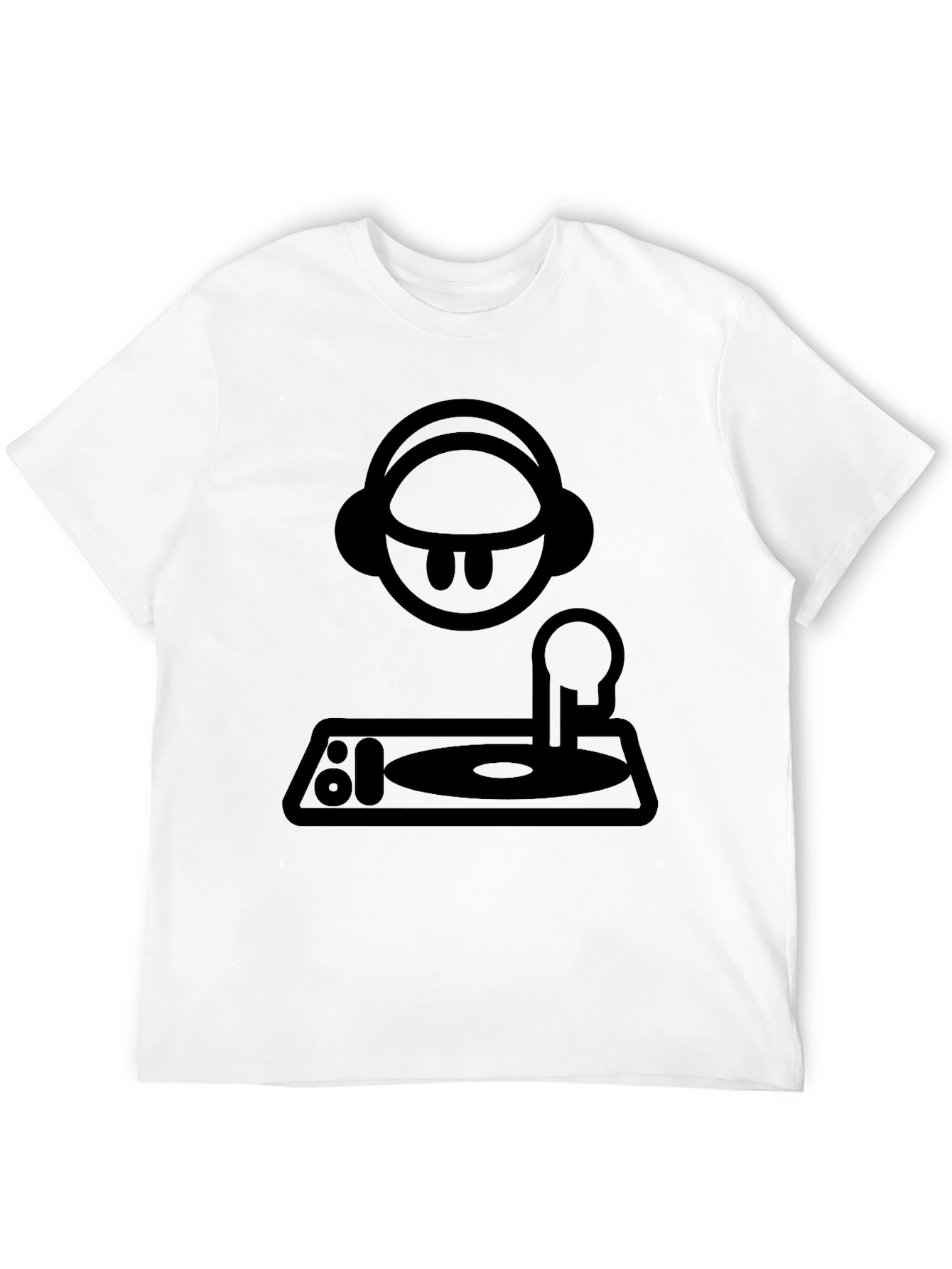 DJ Cartoon Graphic T-Shirt - Black