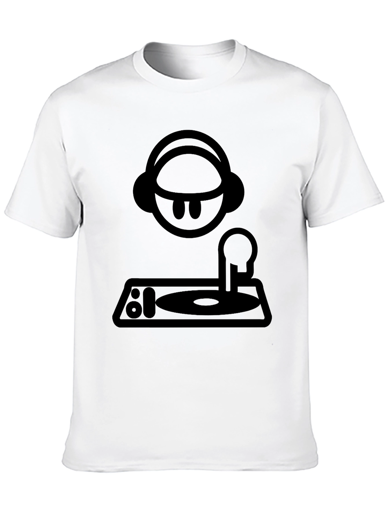 DJ Cartoon Graphic T-Shirt - Black