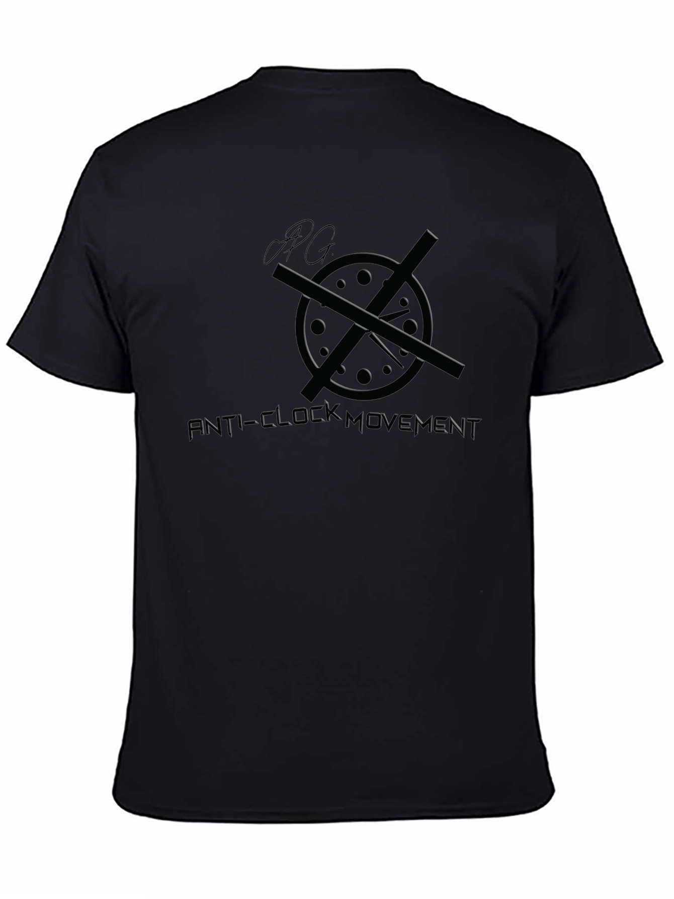 Anti-Clock Movement Graphic T-Shirt - Black