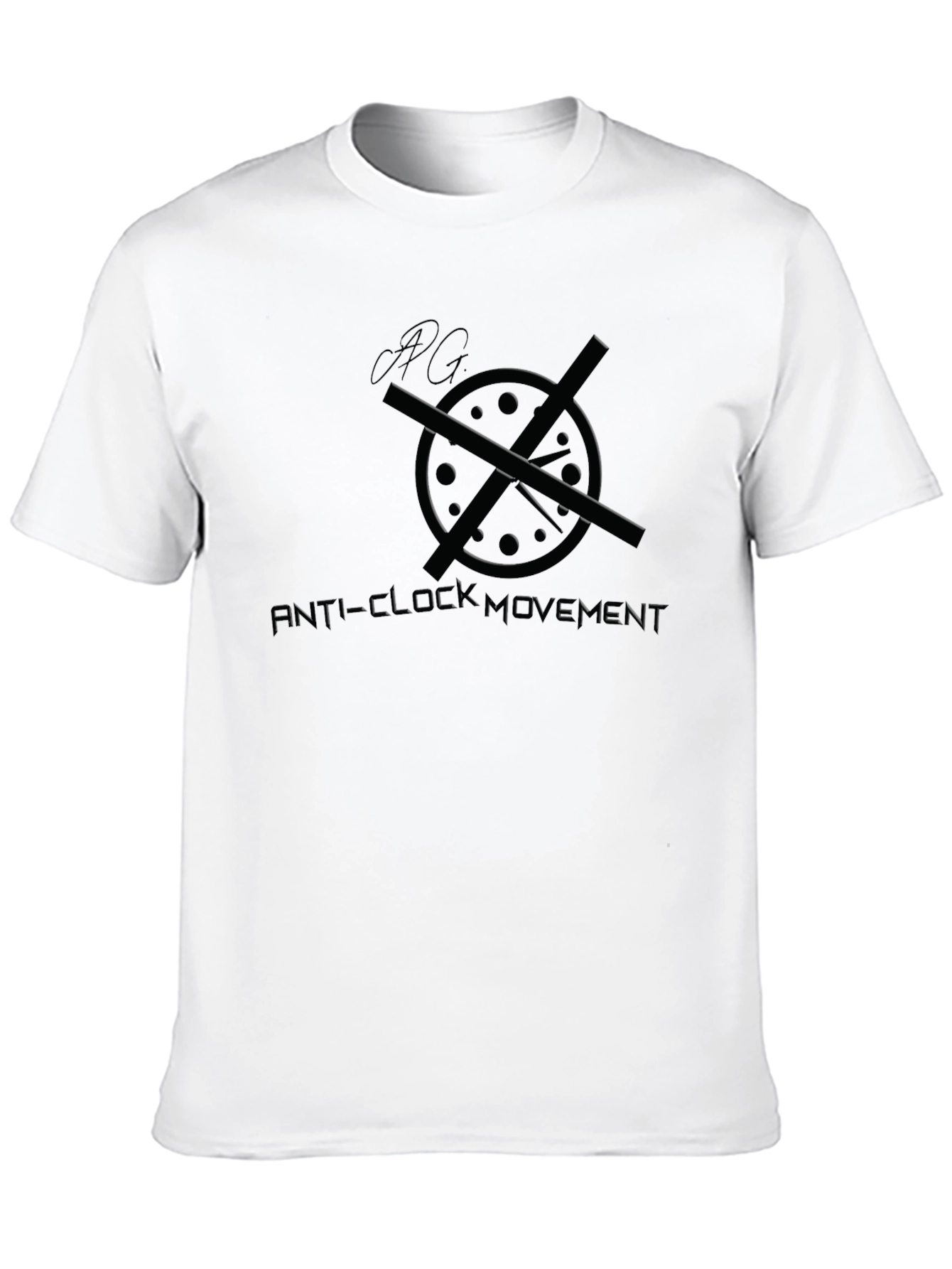 Anti-Clock Movement Graphic T-Shirt - Black