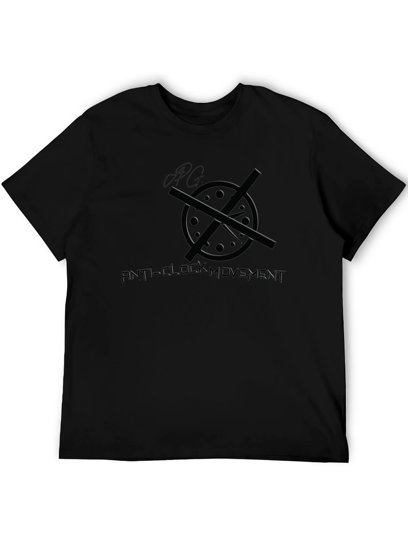 Anti-Clock Movement Graphic T-Shirt - Black
