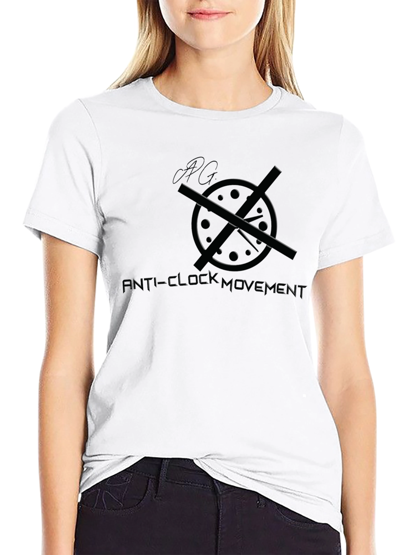 Anti-Clock Movement Graphic T-Shirt - Black