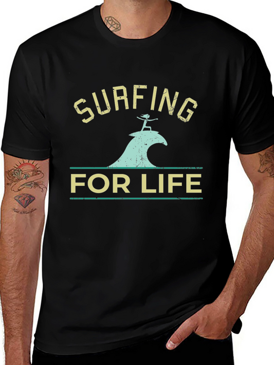 Surfing For Life T-Shirt - Black Surf Tee