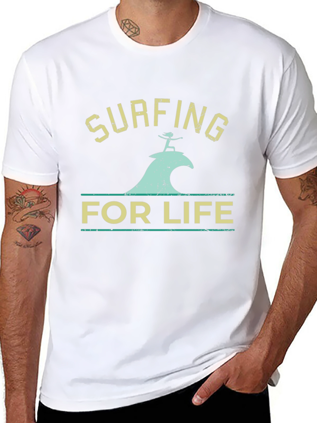 Surfing For Life T-Shirt - Black Surf Tee