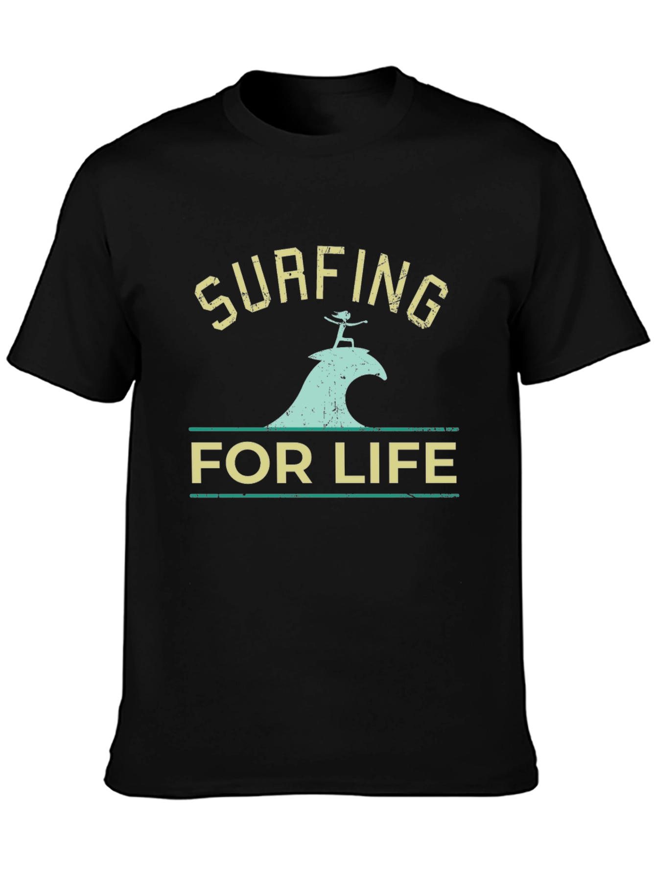 Surfing For Life T-Shirt - Black Surf Tee