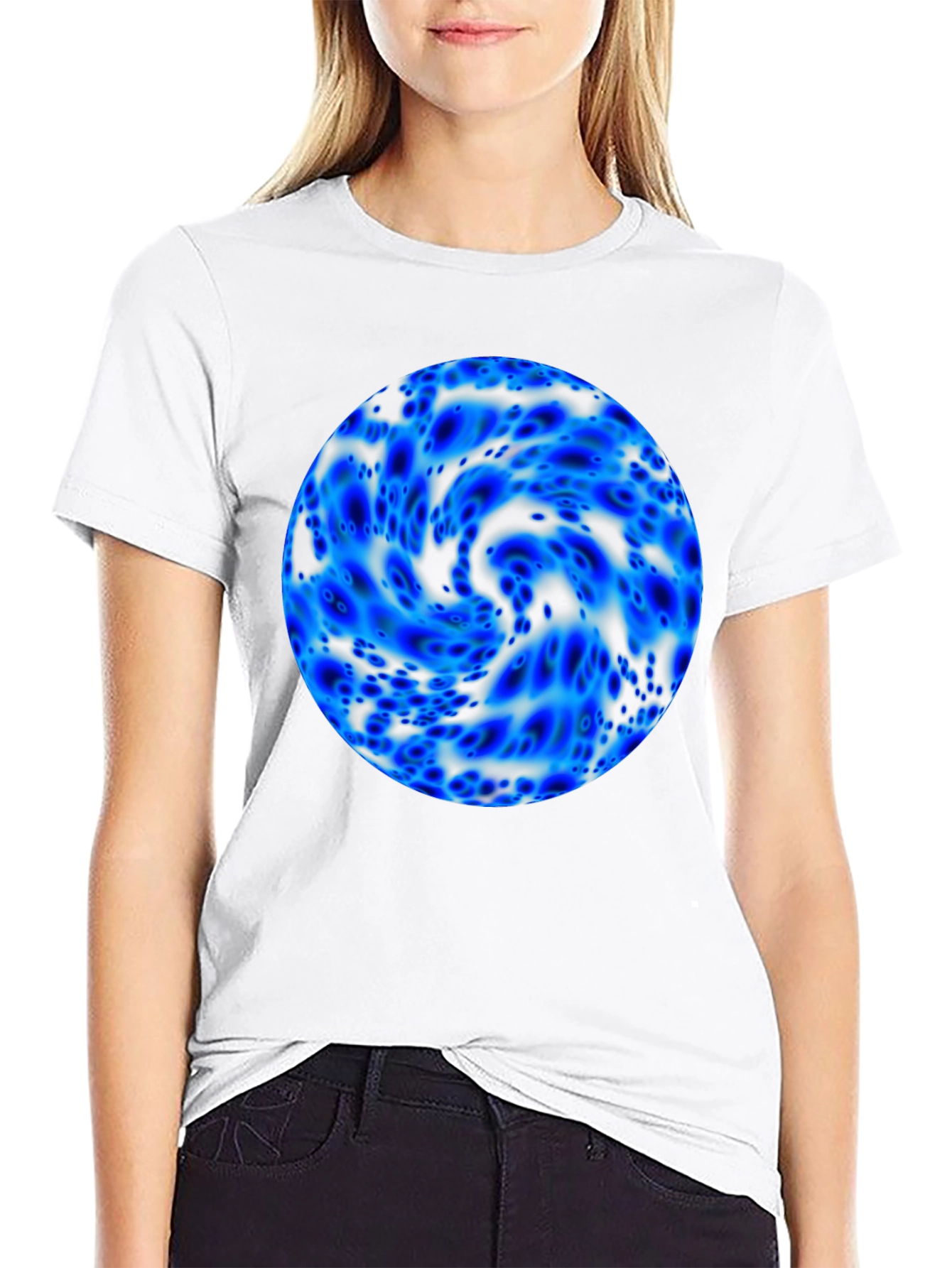 Abstract Blue Sphere Black T-Shirt