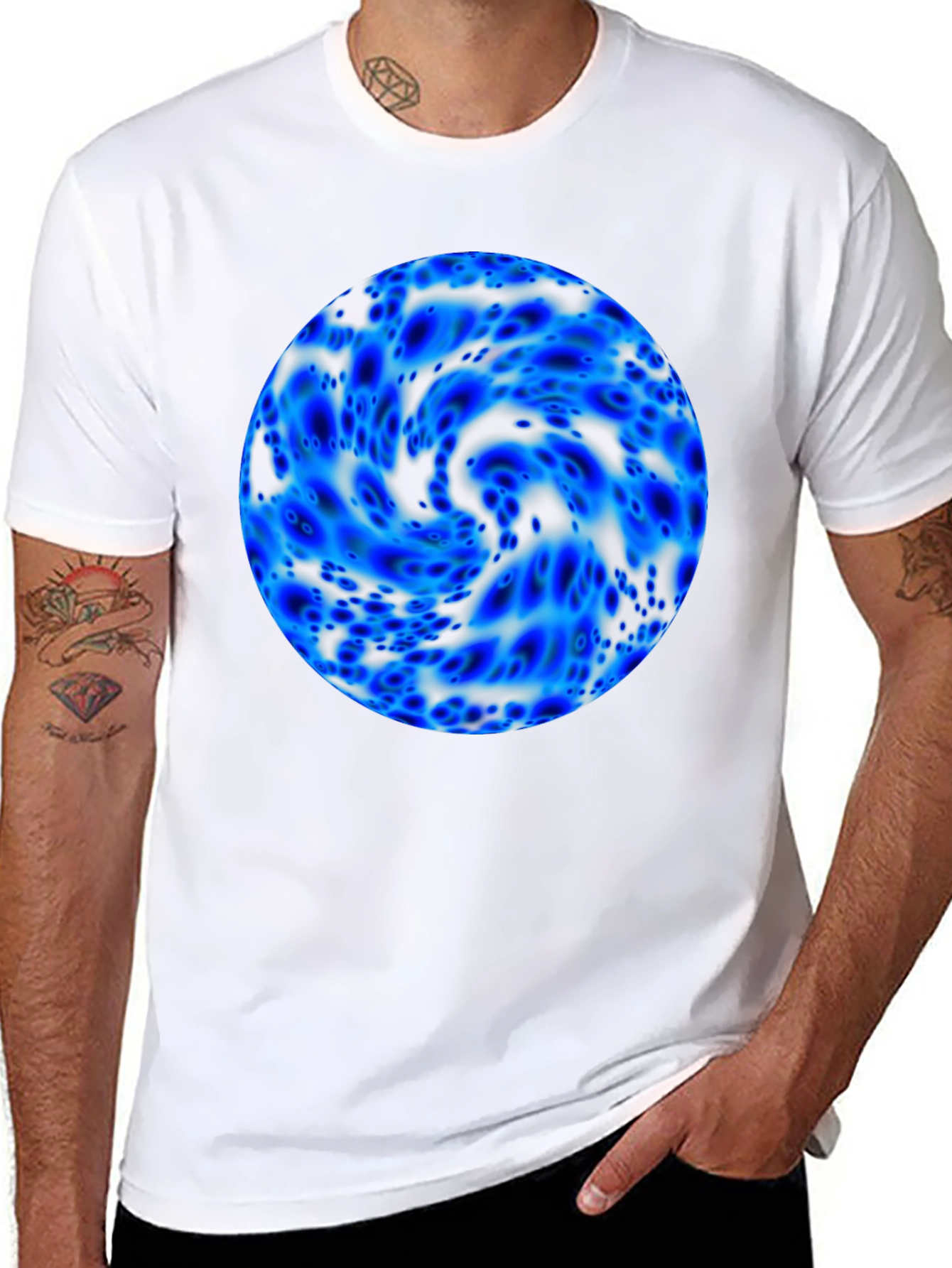 Abstract Blue Sphere Black T-Shirt