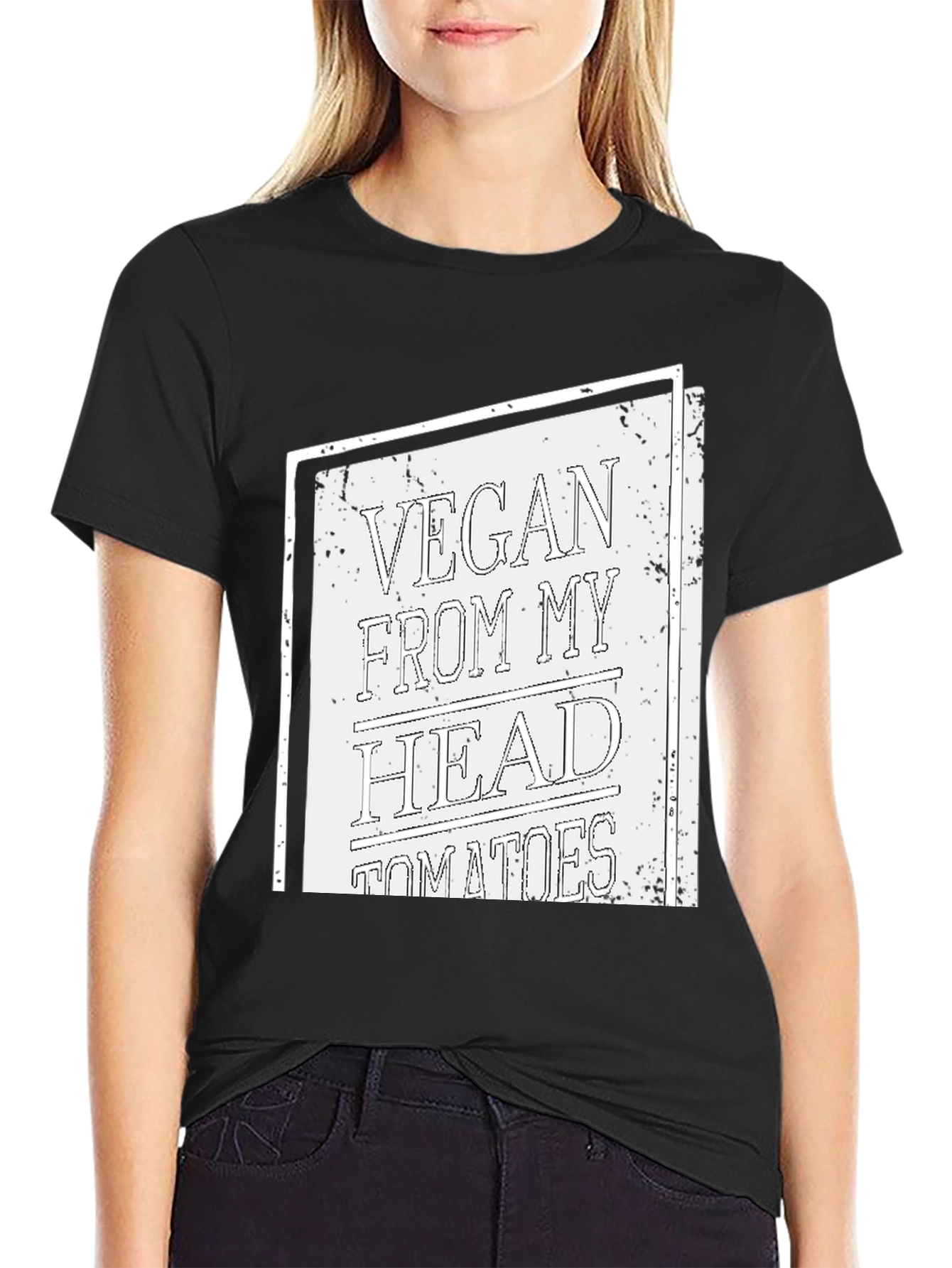 Vegan From My Head Tomatoes T-Shirt - Black