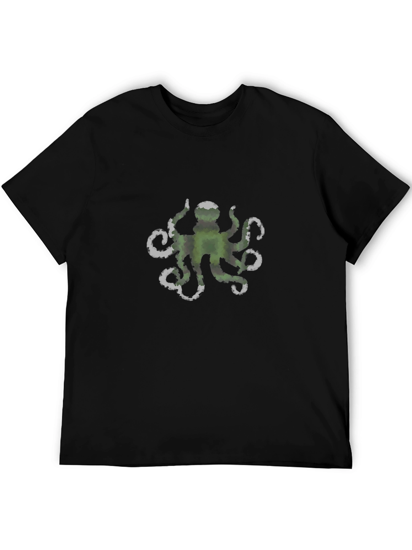 Green Octopus Graphic Black Tee