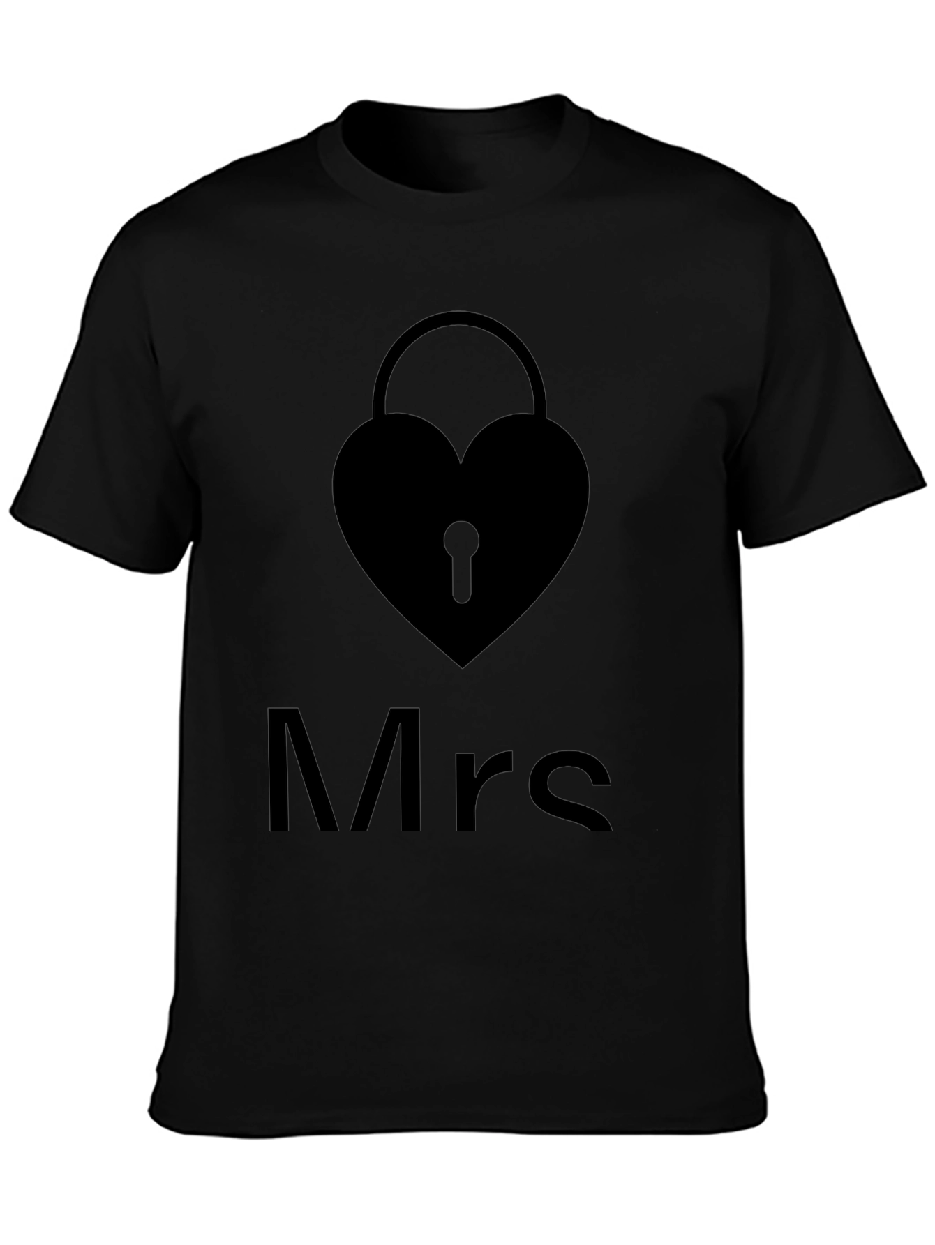 Mrs. Heart Lock Black T-Shirt - Stylish Couples Apparel