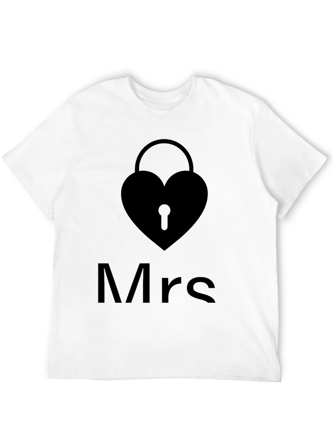Mrs. Heart Lock Black T-Shirt - Stylish Couples Apparel