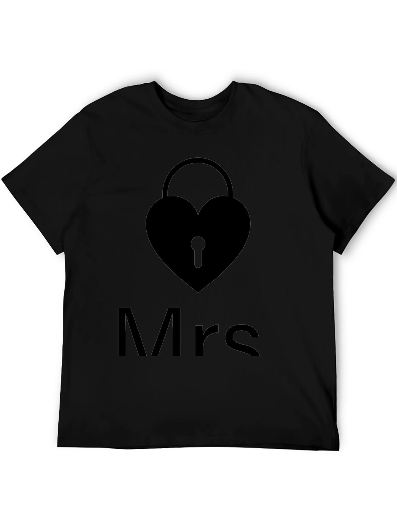 Mrs. Heart Lock Black T-Shirt - Stylish Couples Apparel