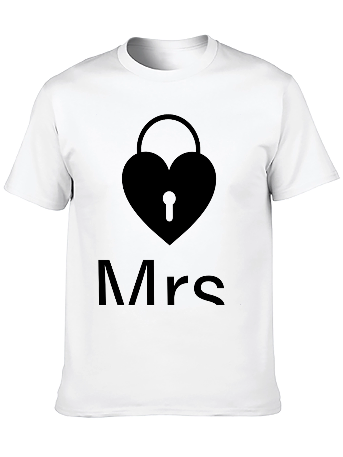 Mrs. Heart Lock Black T-Shirt - Stylish Couples Apparel