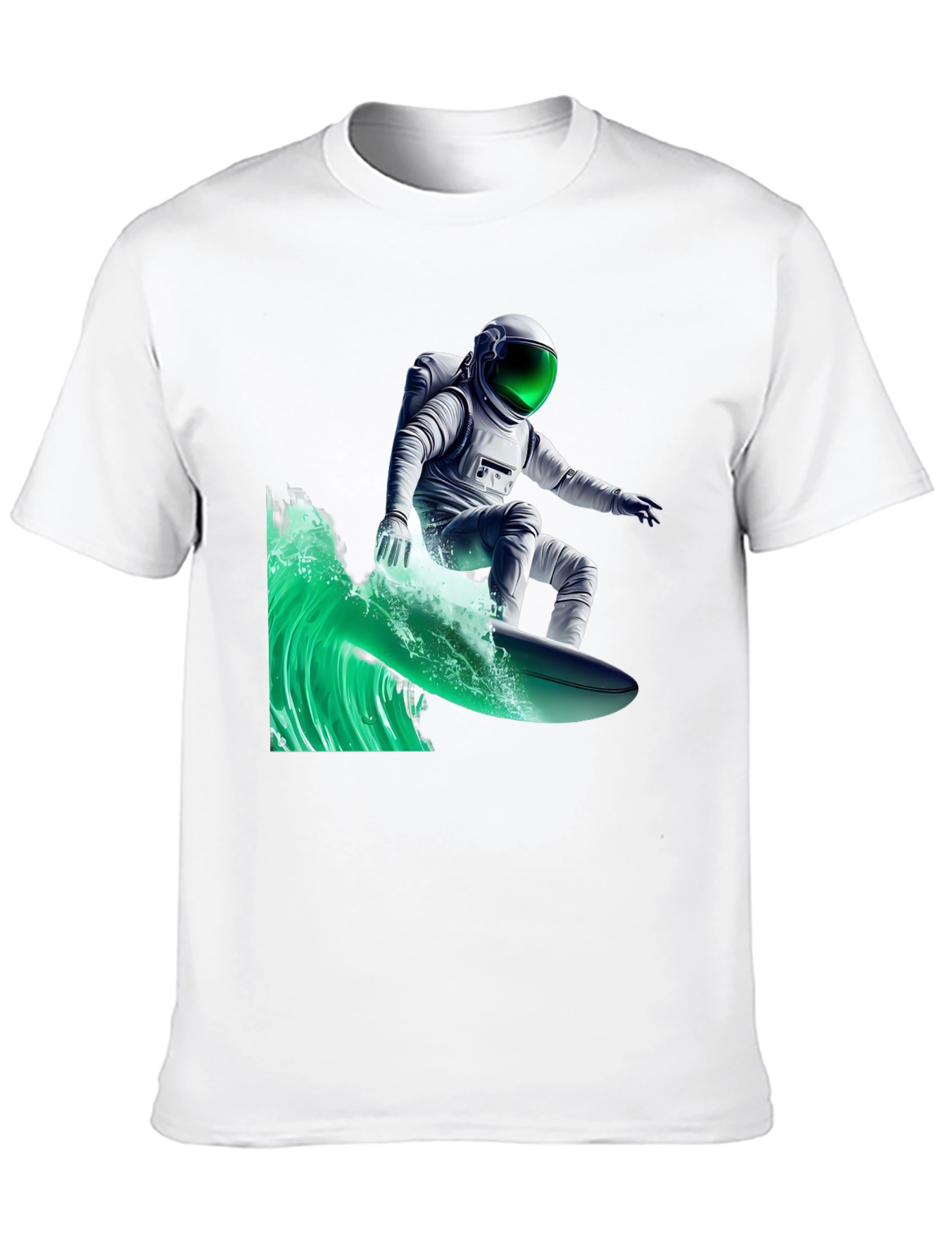 Surfing Astronaut Graphic Tee - Black Cotton Comfort