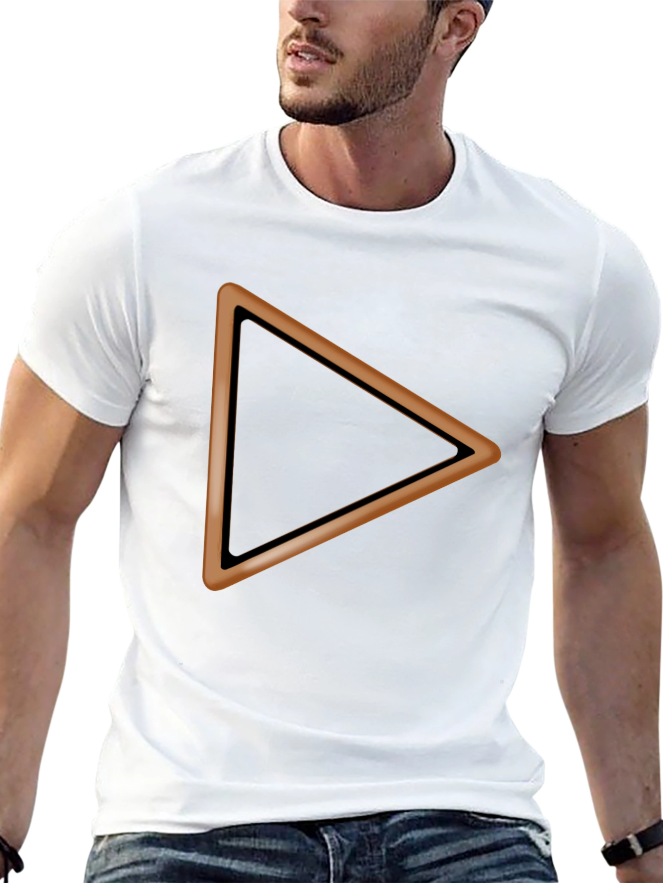 Black T-Shirt with Brown Triangle Design