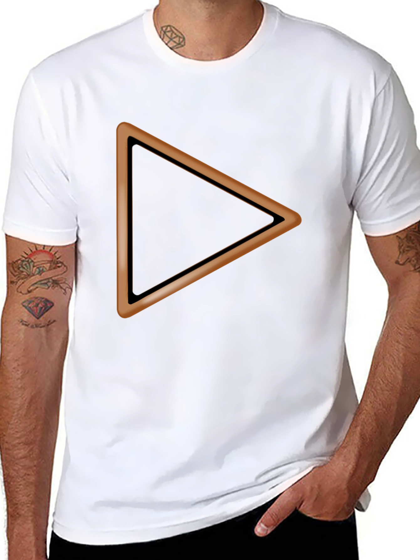Black T-Shirt with Brown Triangle Design