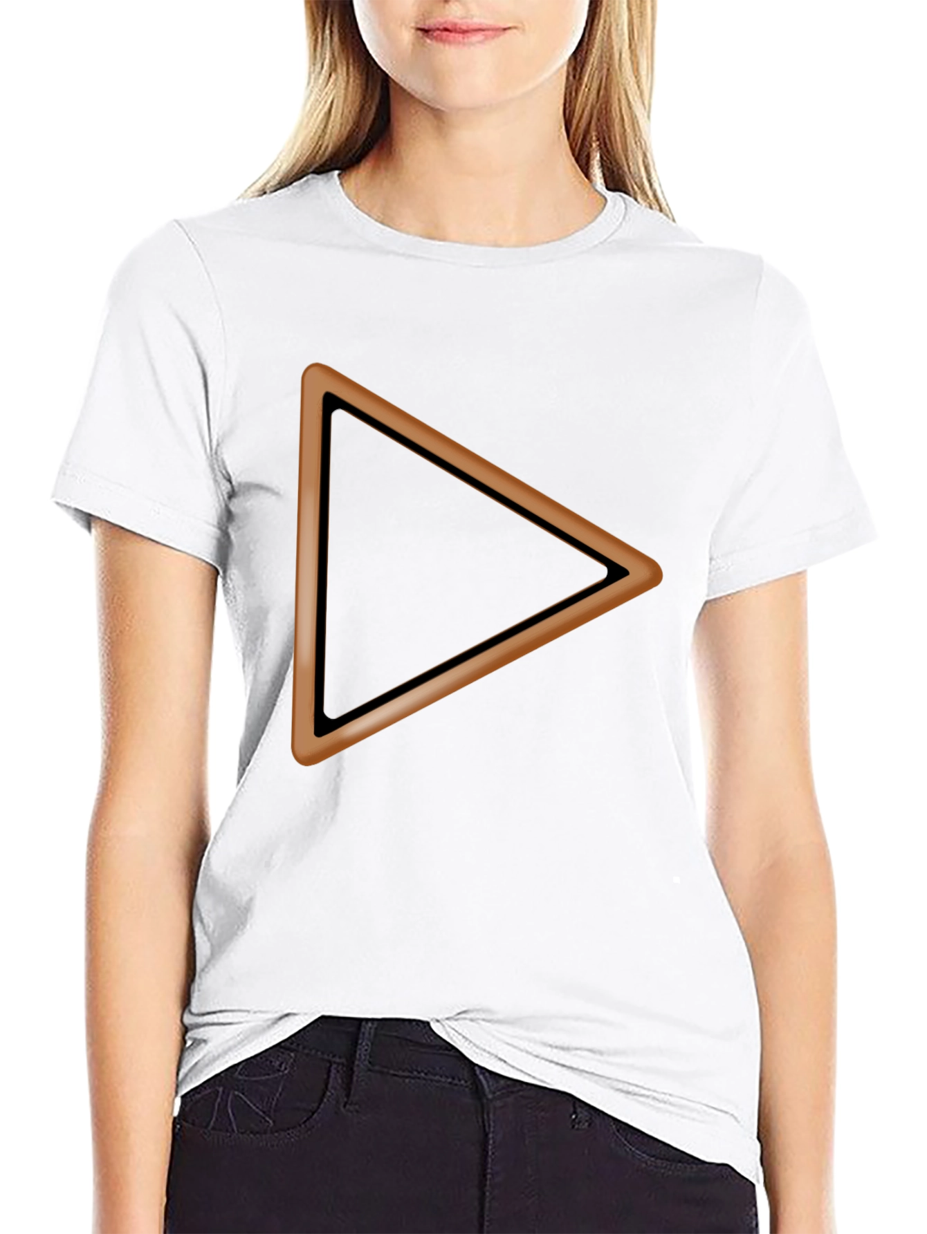Black T-Shirt with Brown Triangle Design