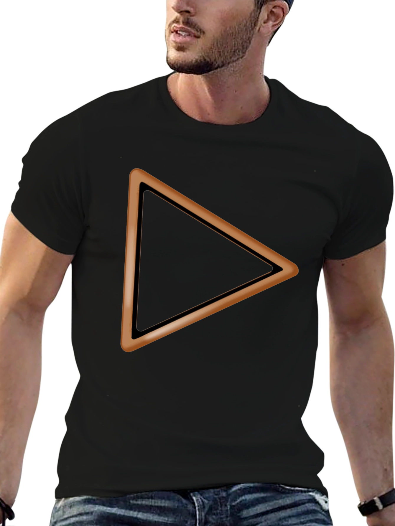 Black T-Shirt with Brown Triangle Design