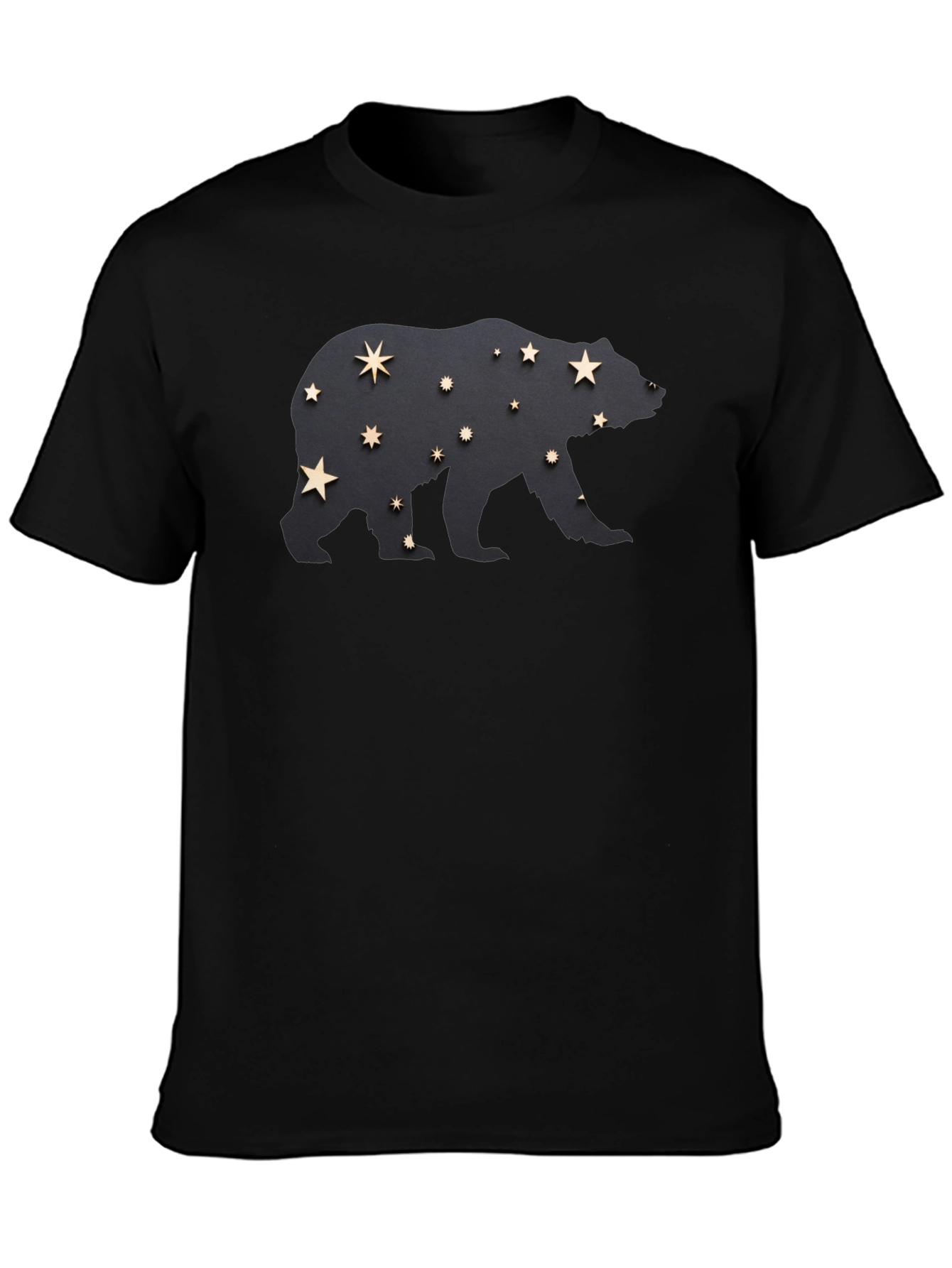 Starry Bear Graphic Tee - Black Cotton Comfort