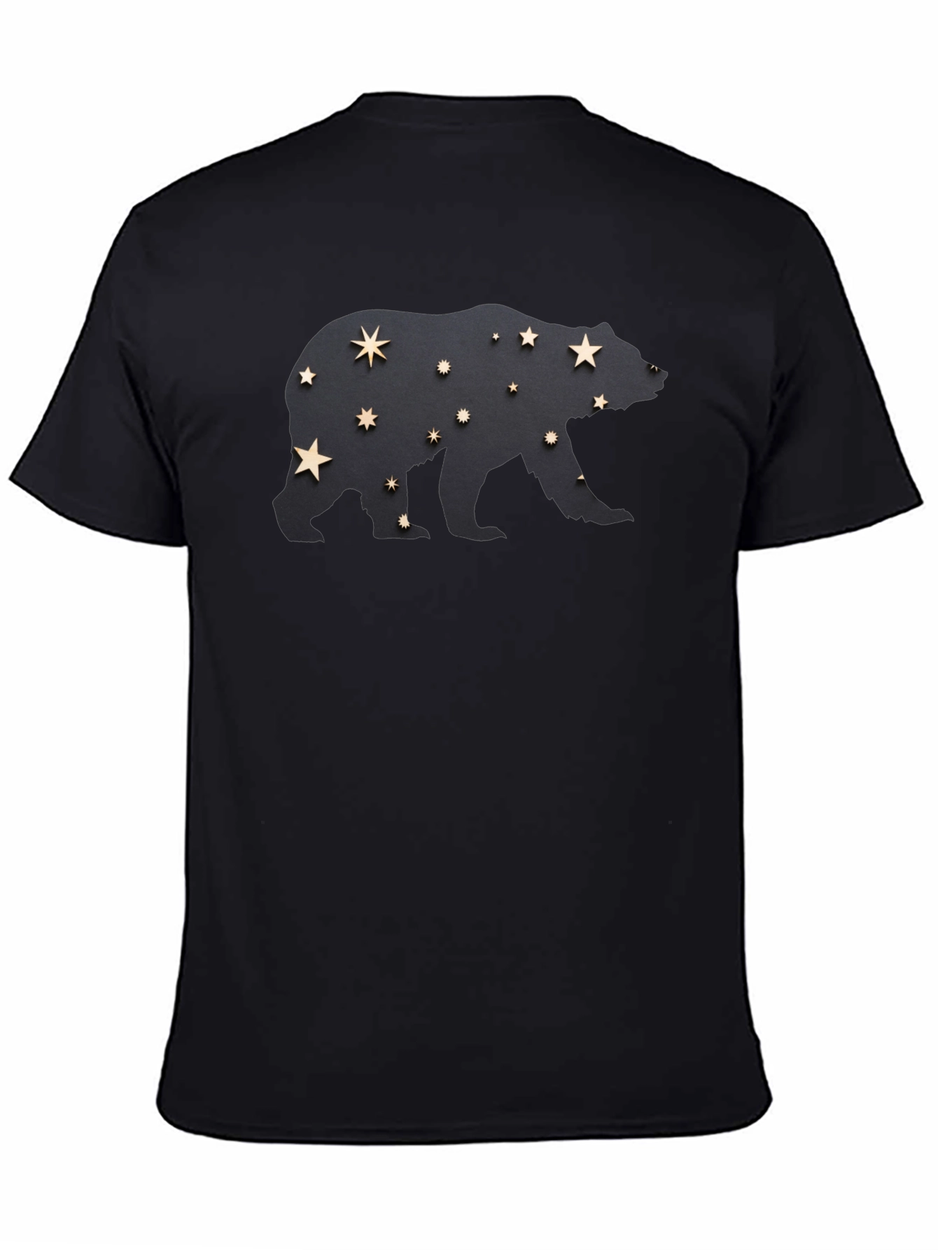 Starry Bear Graphic Tee - Black Cotton Comfort