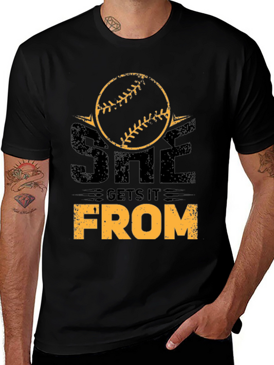 She Gets It From T-Shirt Baseball Mom