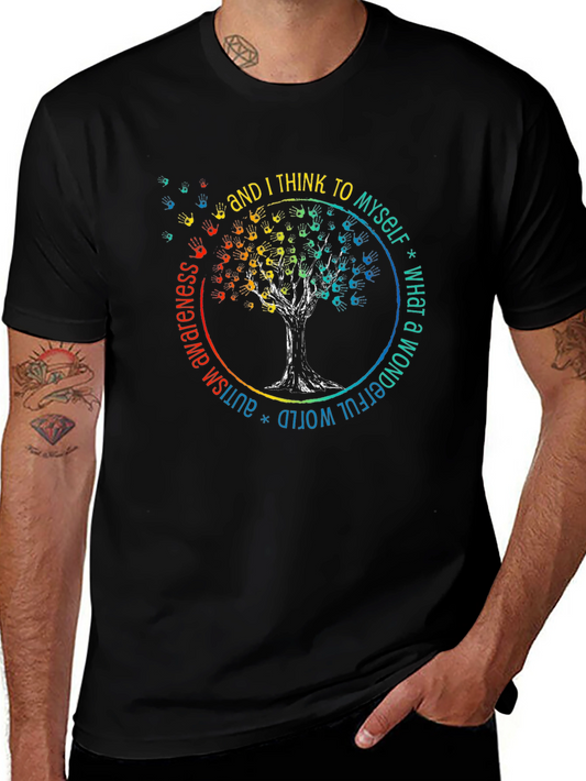 Autism Awareness T-Shirt - Wonderful World Tree Design