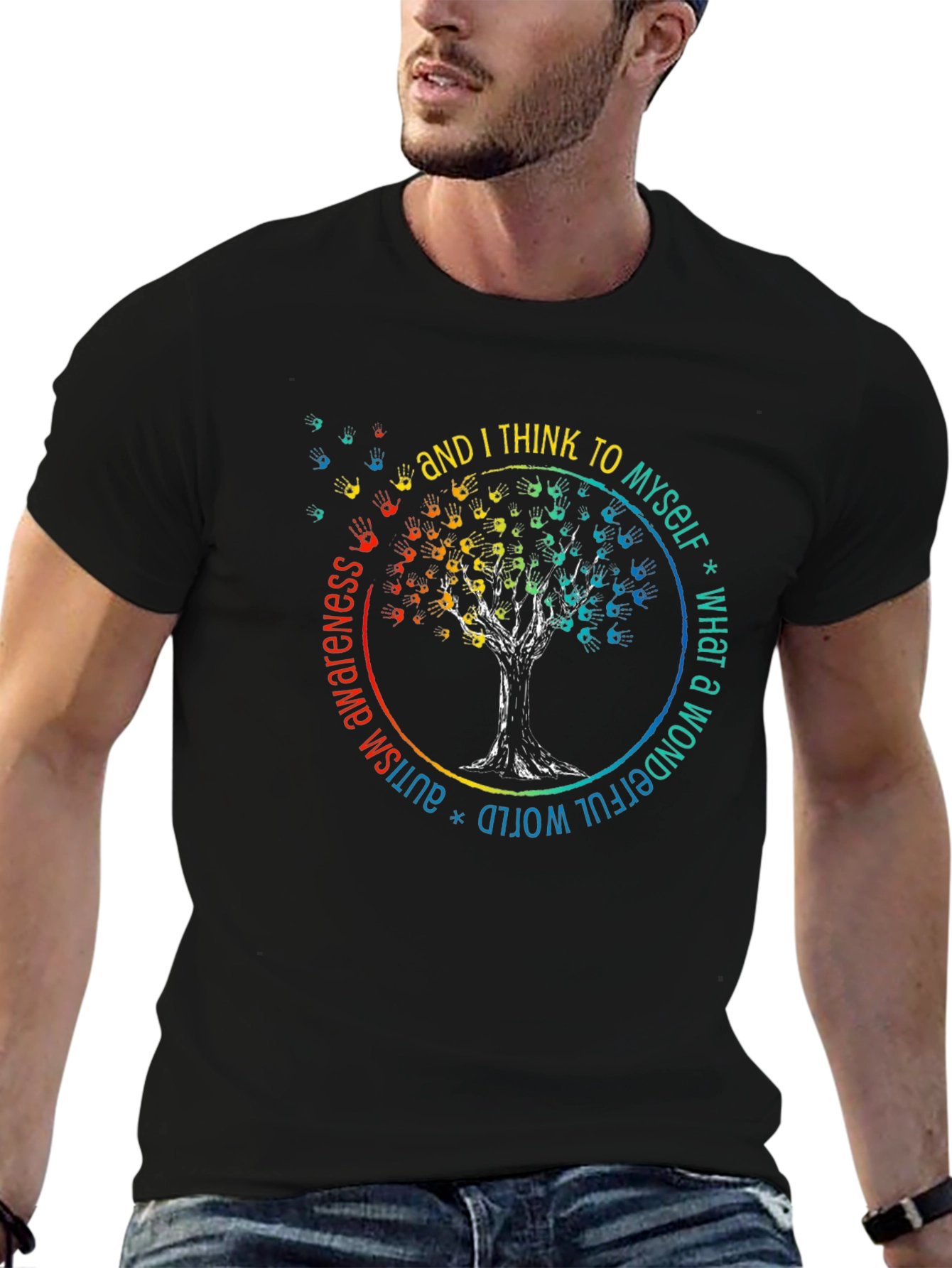 Autism Awareness T-Shirt - Wonderful World Tree Design