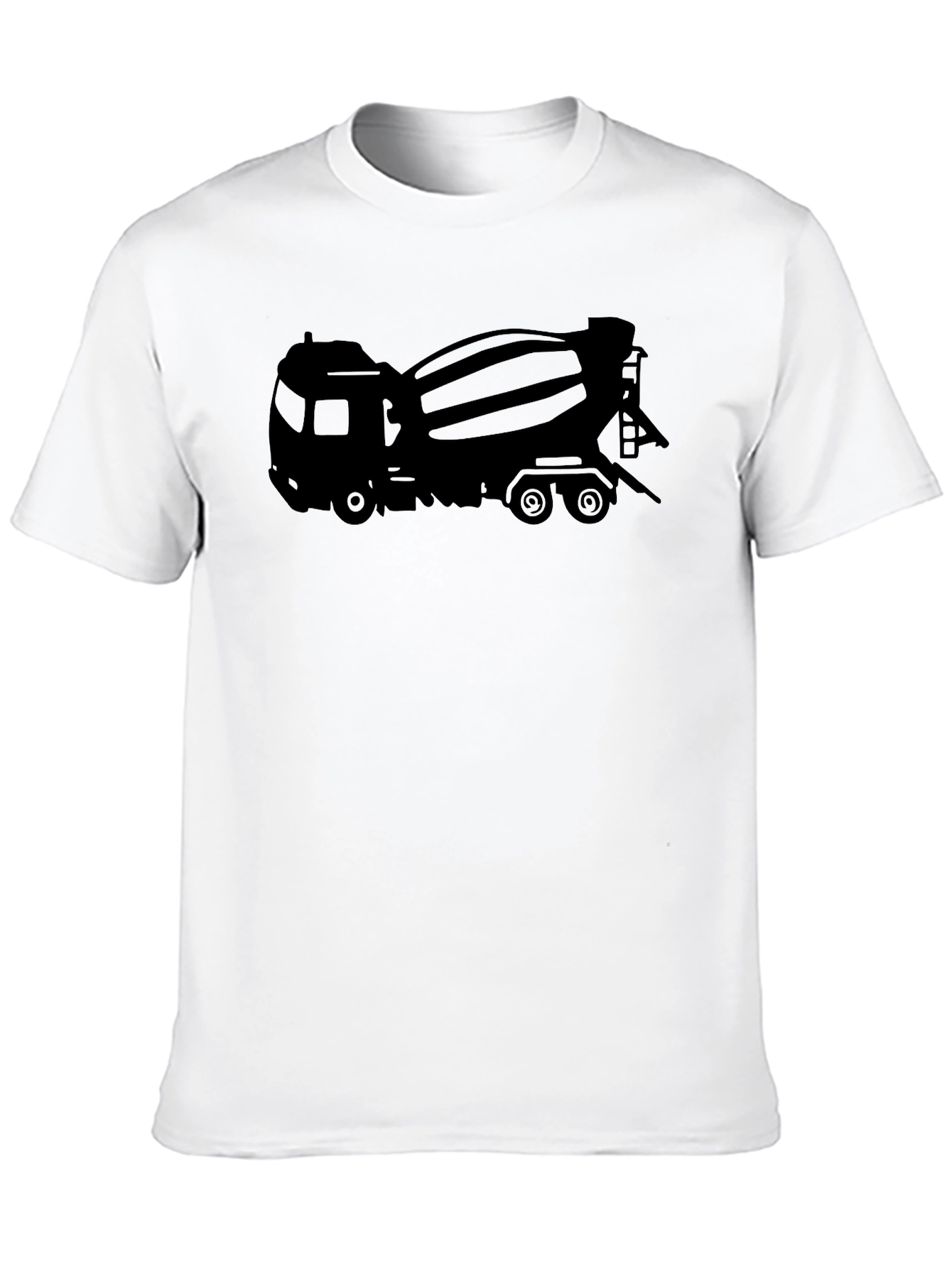 Cement Truck Graphic Tee - Black Cotton Blend T-Shirt
