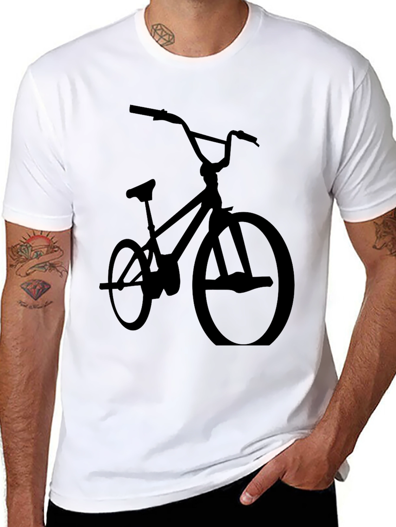 BMX Bike Silhouette Graphic Tee - Black Cotton Blend