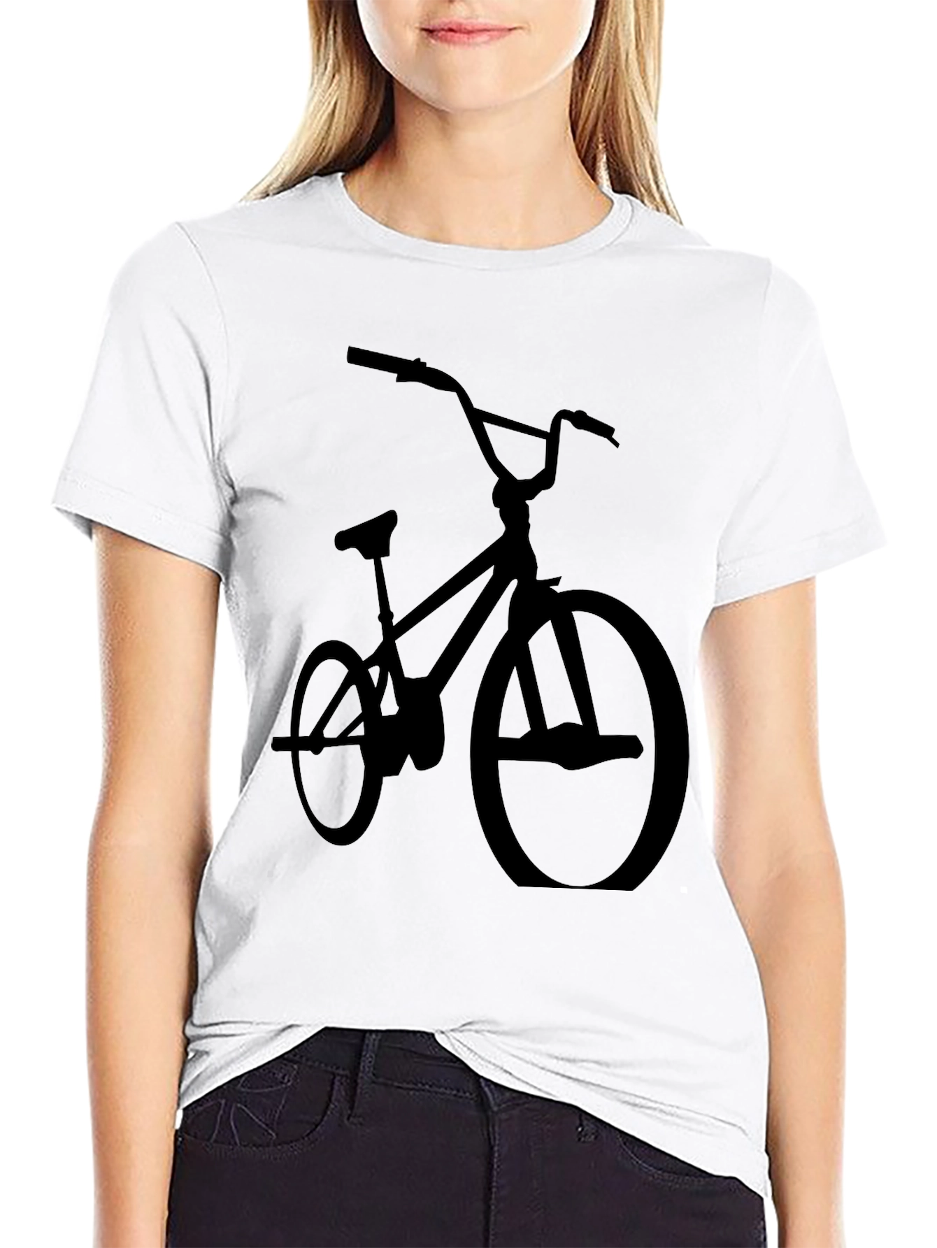 BMX Bike Silhouette Graphic Tee - Black Cotton Blend