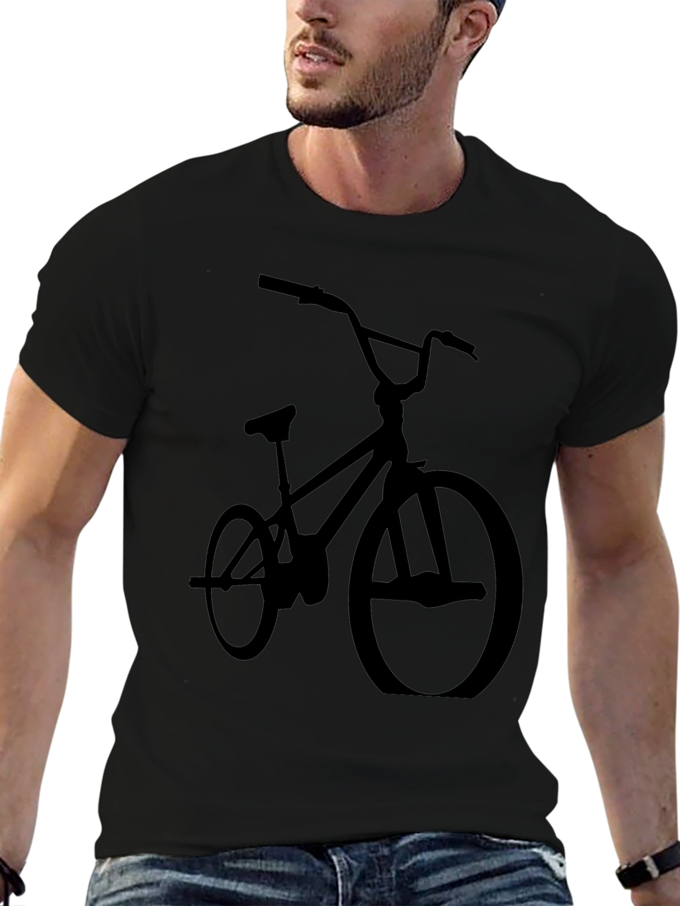 BMX Bike Silhouette Graphic Tee - Black Cotton Blend