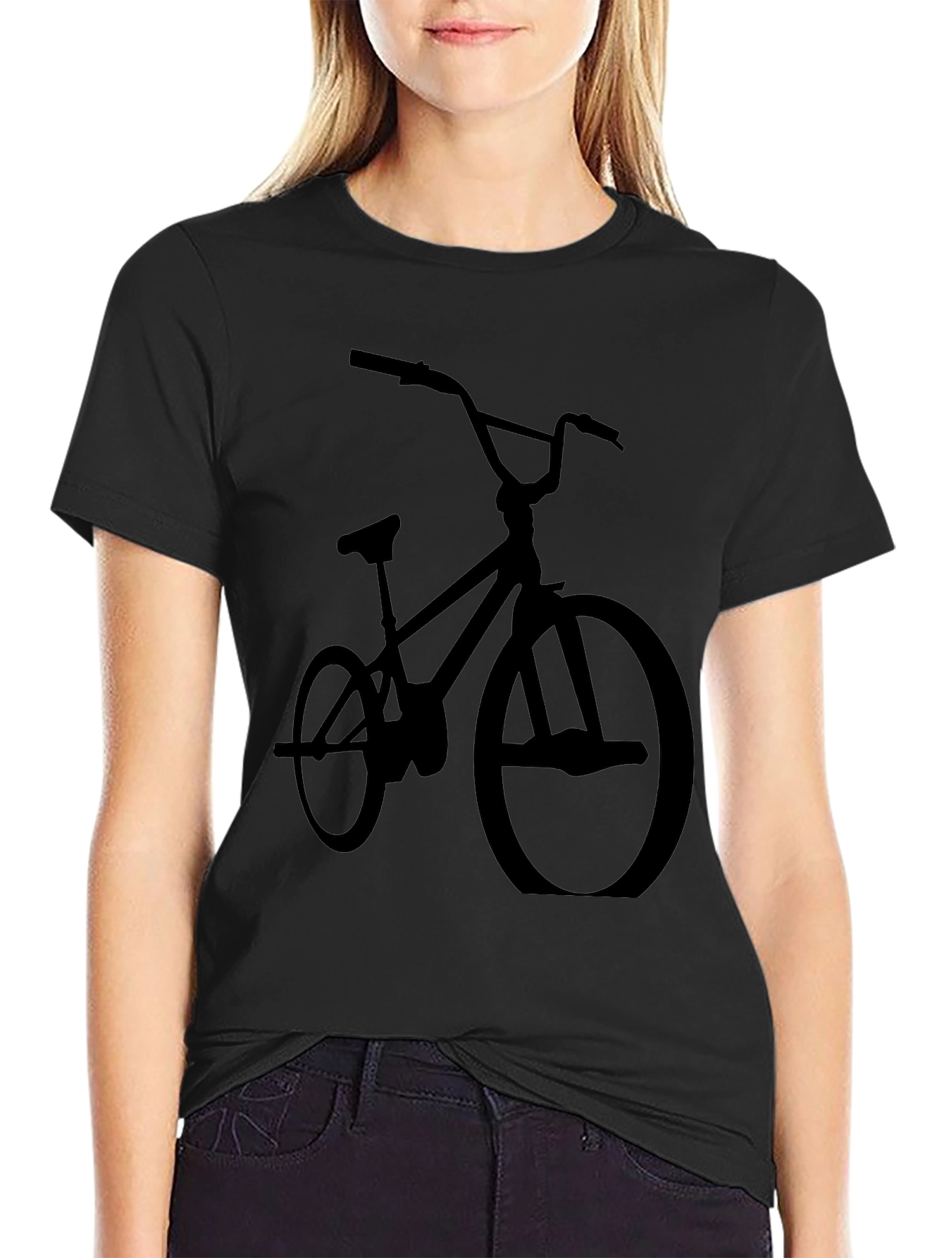 BMX Bike Silhouette Graphic Tee - Black Cotton Blend