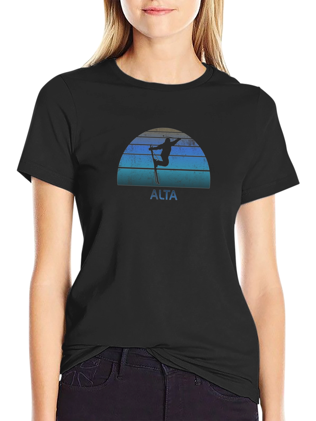 Alta Skiing Retro T-Shirt - Mens Black Tee