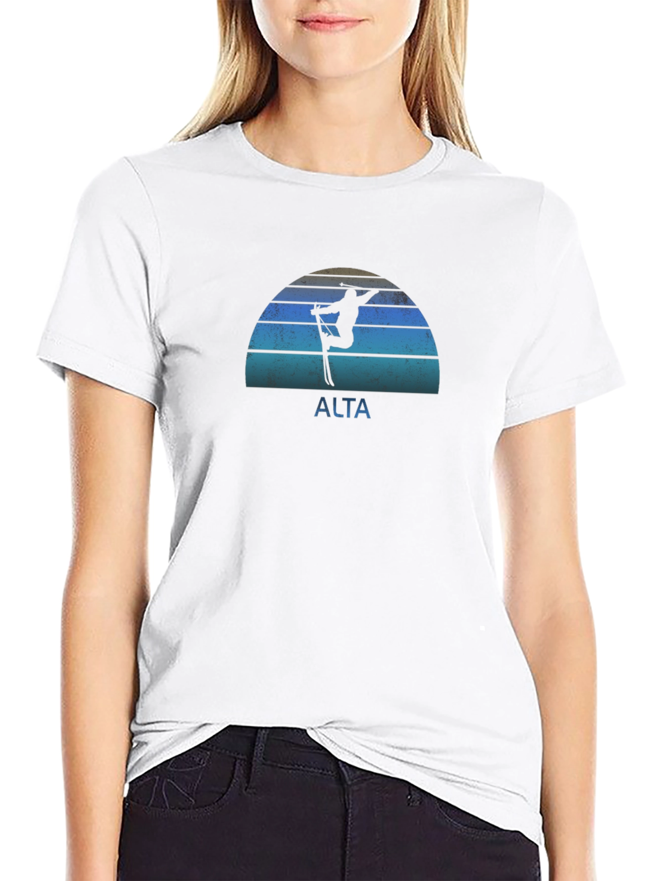 Alta Skiing Retro T-Shirt - Mens Black Tee