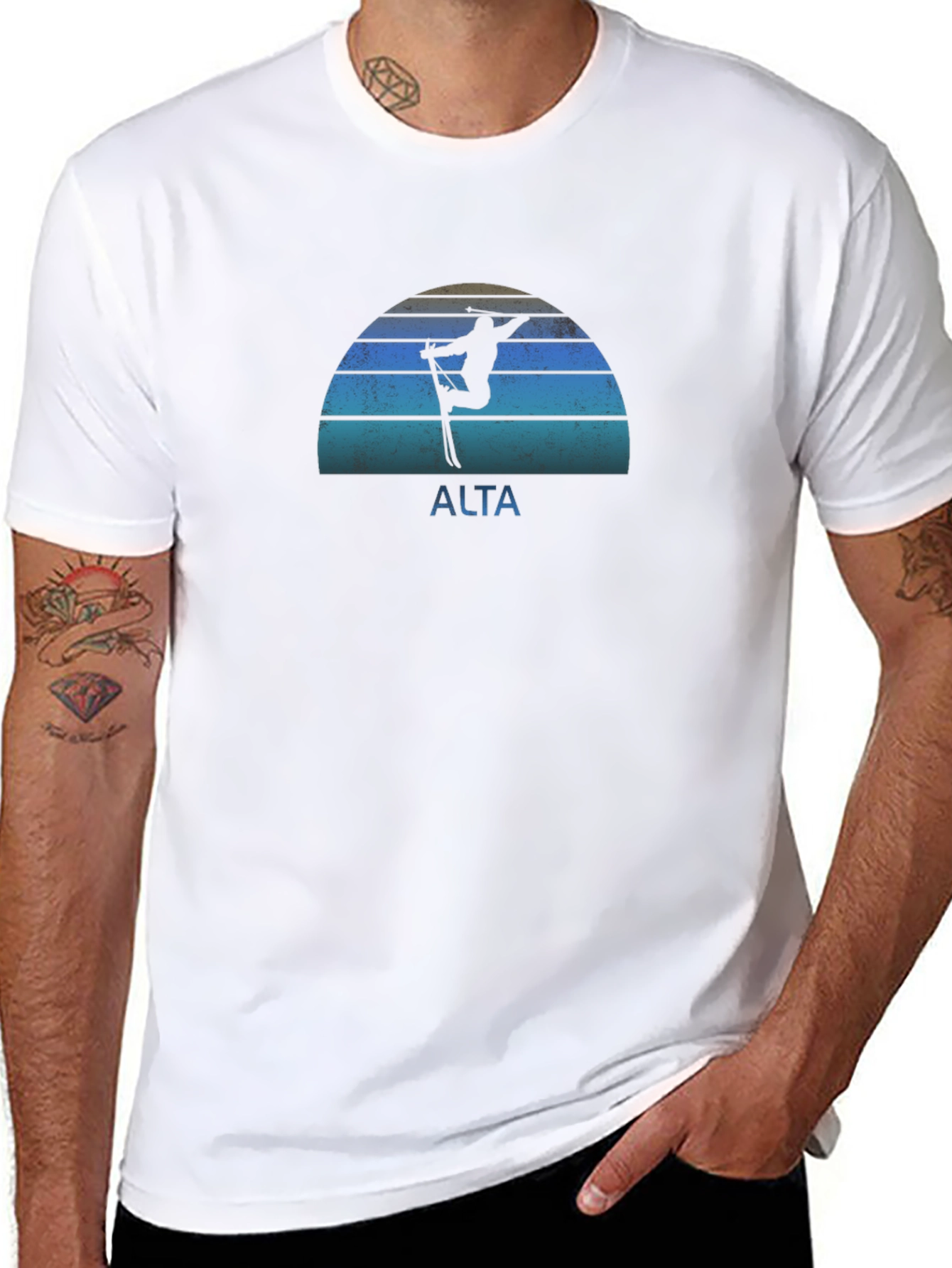 Alta Skiing Retro T-Shirt - Mens Black Tee