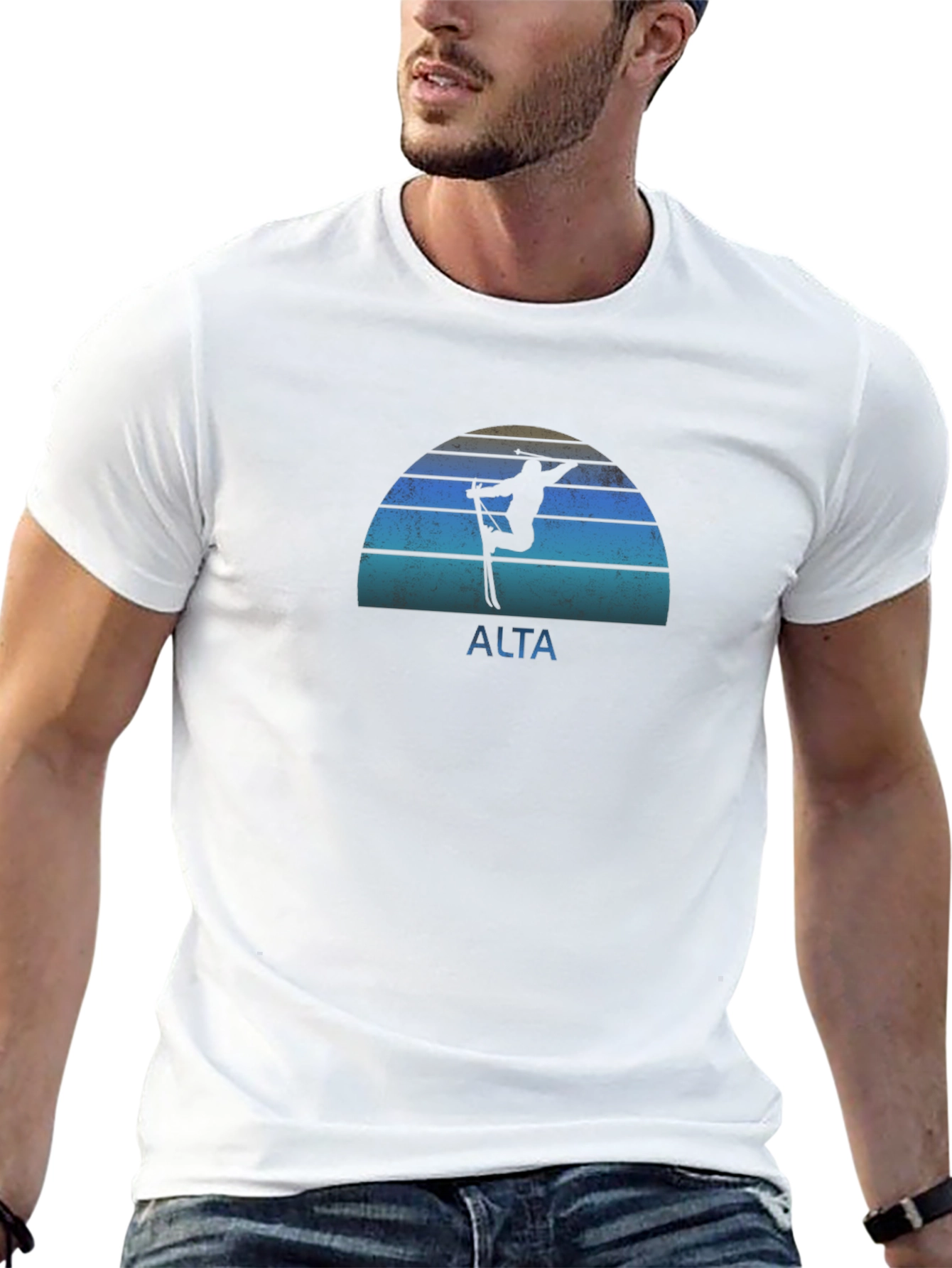 Alta Skiing Retro T-Shirt - Mens Black Tee